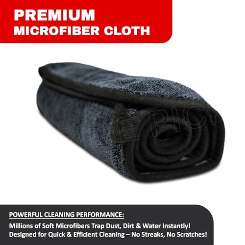 Prime Pick Microfiber Cleaning Cloth Super Absorbent Double Sided Extra Large Car Bike Detailing Drying Polishing Towel Lint Free Scratch Free Reusable Cleaning Cloth Grey 90 x 60 cm 600 GSM - Image 4