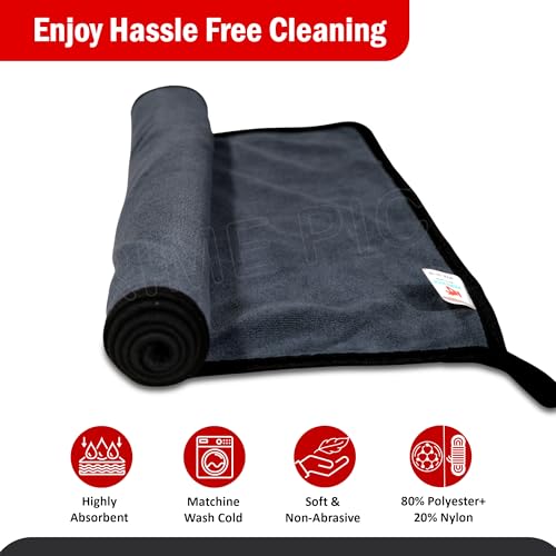 Prime Pick Microfiber Cleaning Cloth Super Absorbent Double Sided Extra Large Car Bike Detailing Drying Polishing Towel Lint Free Scratch Free Reusable Cleaning Cloth Grey 90 x 60 cm 600 GSM - Image 5