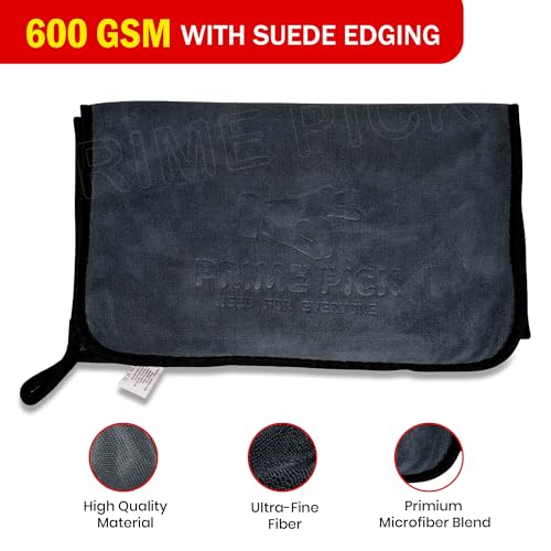 Prime Pick Microfiber Cleaning Cloth Super Absorbent Double Sided Extra Large Car Bike Detailing Drying Polishing Towel Lint Free Scratch Free Reusable Cleaning Cloth Grey 90 x 60 cm 600 GSM - Image 3
