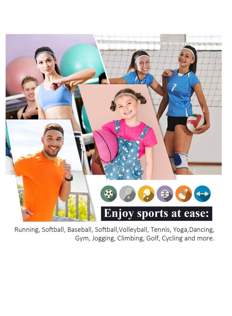 إسكدنيا Sport Headbands 4 Pcs Thick Non-Slip Hair Headbands for Women and Men Elastic Hairband Athletic Head Bands Gym Hockey Football Tennis Yoga(Black White Grey Royal Blue) - Image 5