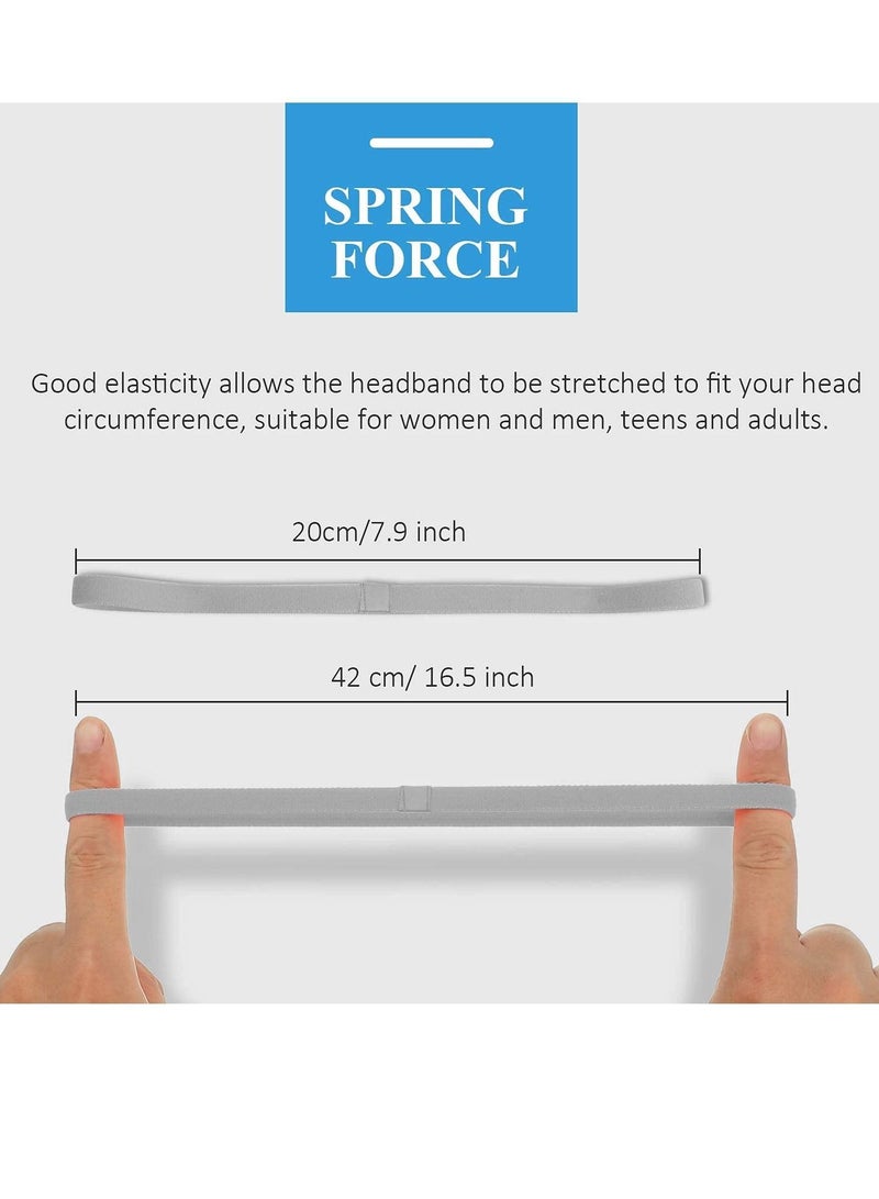 إسكدنيا Sport Headbands 4 Pcs Thick Non-Slip Hair Headbands for Women and Men Elastic Hairband Athletic Head Bands Gym Hockey Football Tennis Yoga(Black White Grey Royal Blue) - Image 3