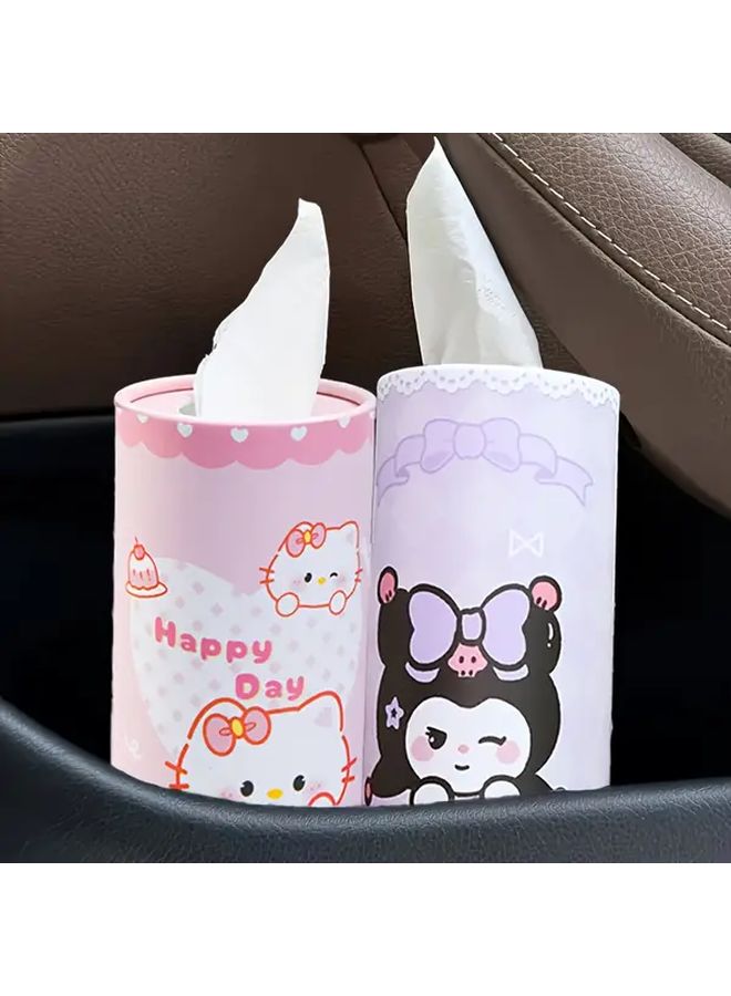 كولومي هيلو كيتي علبة مناديل سيارة وردي زهور بيضاء حاملة كأس محمولة - Image 4
