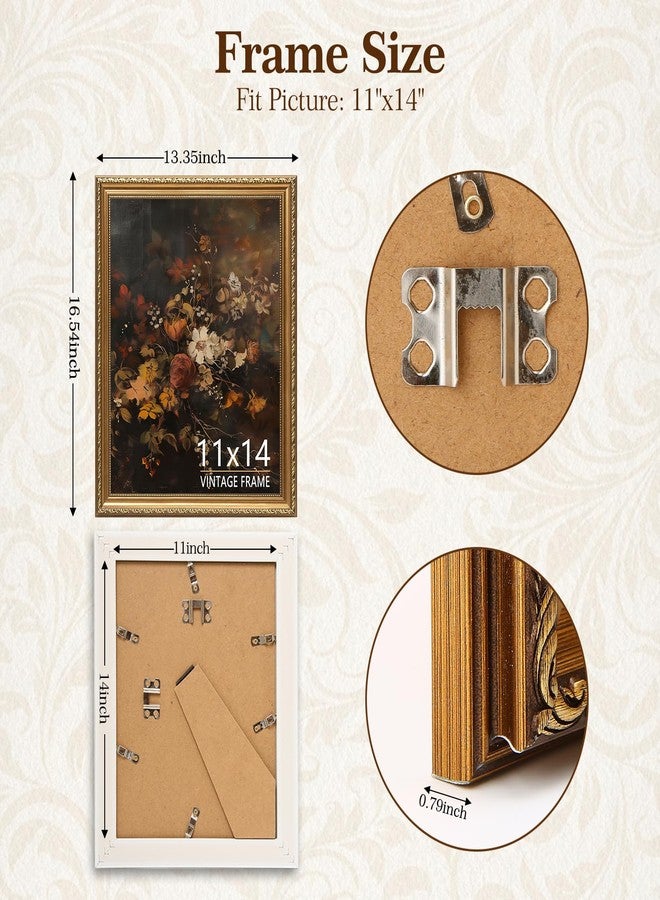 ASTRDECOR 11x14 Picture Frame - Vintage Gold Photo Frame 14x11 for Wall or Tabletop, Fits 11 x 14 Photos, Retro Home, Office, Gallery Wall Decor, Rustic Bronze Gold Color - 1 Pack - Image 2