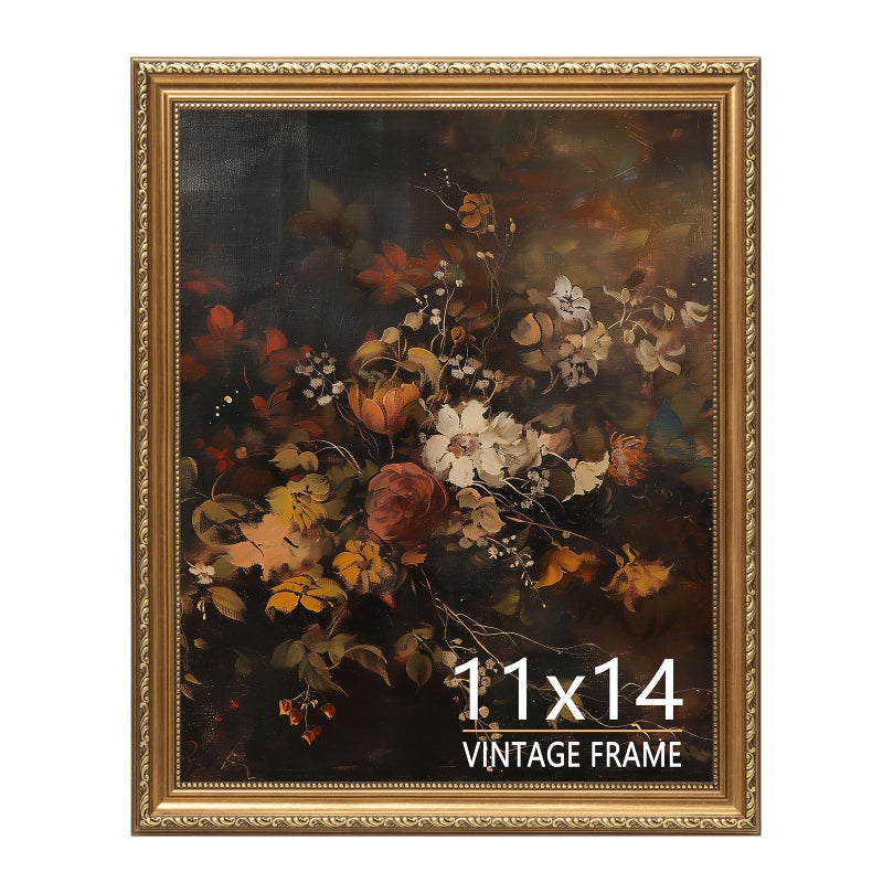 ASTRDECOR 11x14 Picture Frame - Vintage Gold Photo Frame 14x11 for Wall or Tabletop, Fits 11 x 14 Photos, Retro Home, Office, Gallery Wall Decor, Rustic Bronze Gold Color - 1 Pack - Image 1