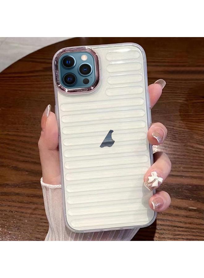 اس-توب جراب لهاتف iPhone 12 Pro Max، جراب هاتف شفاف من مادة TPU مخطط مطلي بالكهرباء - Image 1