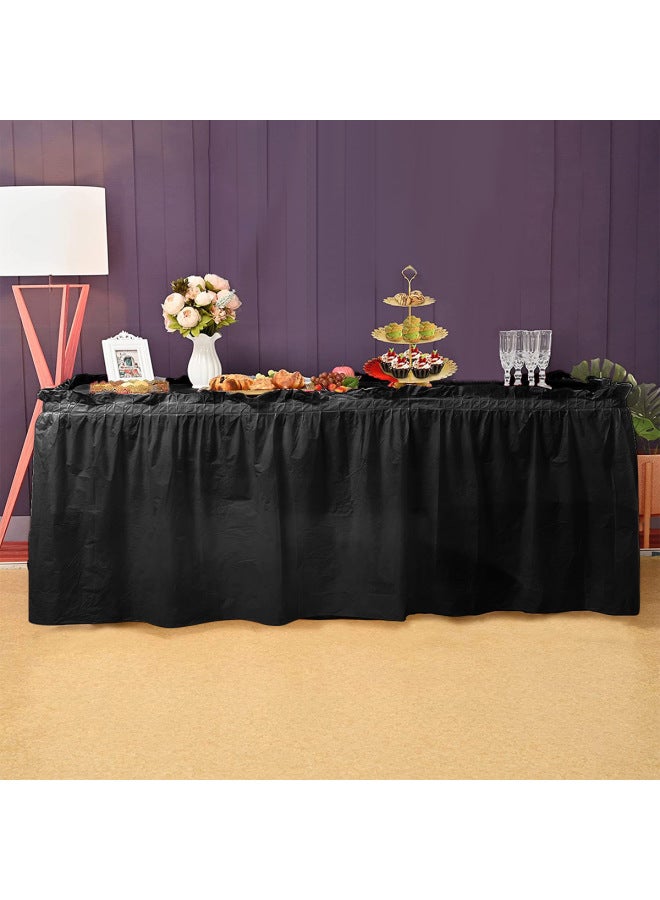 Disposable Plastic Tablecloth Table Skirt Waterproof Ins Style Dessert Table Decoration Children's Birthday Wedding Party Hotel-Color:Black Table Skirt + Tablecloth-Specifications:Table Skirt + Tablecloth Set  - Image 1