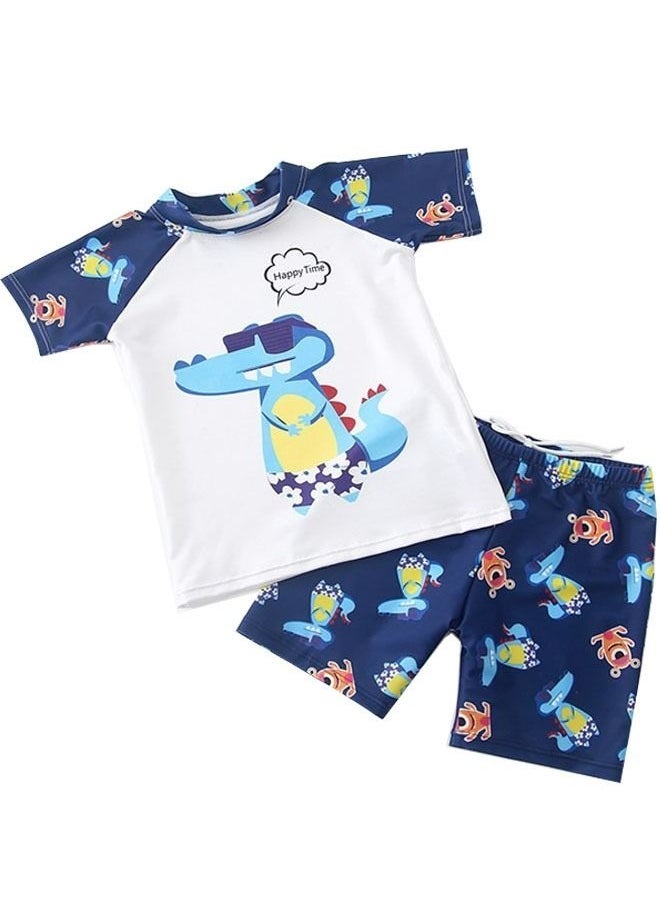 NADANBAO Swimsuit Set，Short Sleeve Kids Rash Guard Dinosaur Boys Bathing Suit with Sun Cap for 3-6 Years，Swimsuit Set for Boys-Suitable for Children Swimming Sea, Beach, and Swimming Pool - Image 2