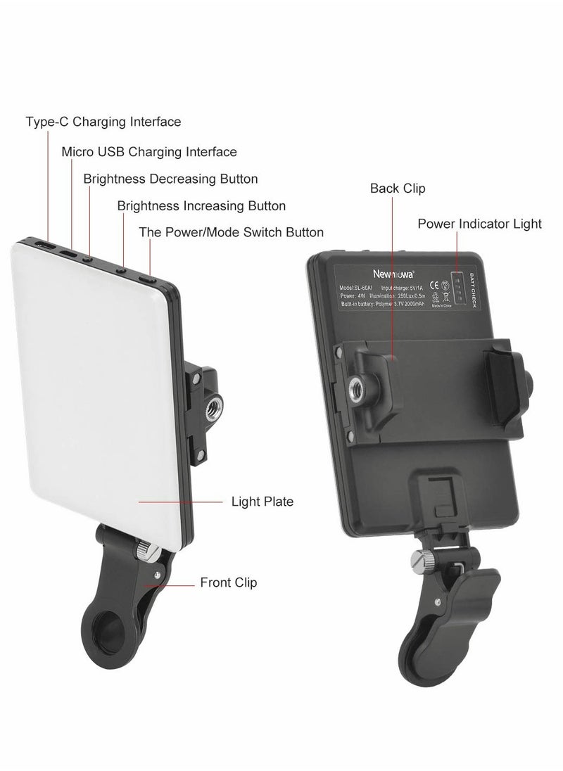 KASTWAVE - LED High Power Rechargeable Clip Fill Video Light, Conference Kit 3 Modes, for Phone, iPad, Laptop - Image 1