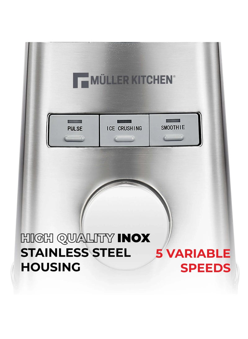 MULLER KITCHEN Electric Blender, 1000W, 1.5L Jar Capacity, 5 Variable Speeds, Stainless Steel  - Image 2