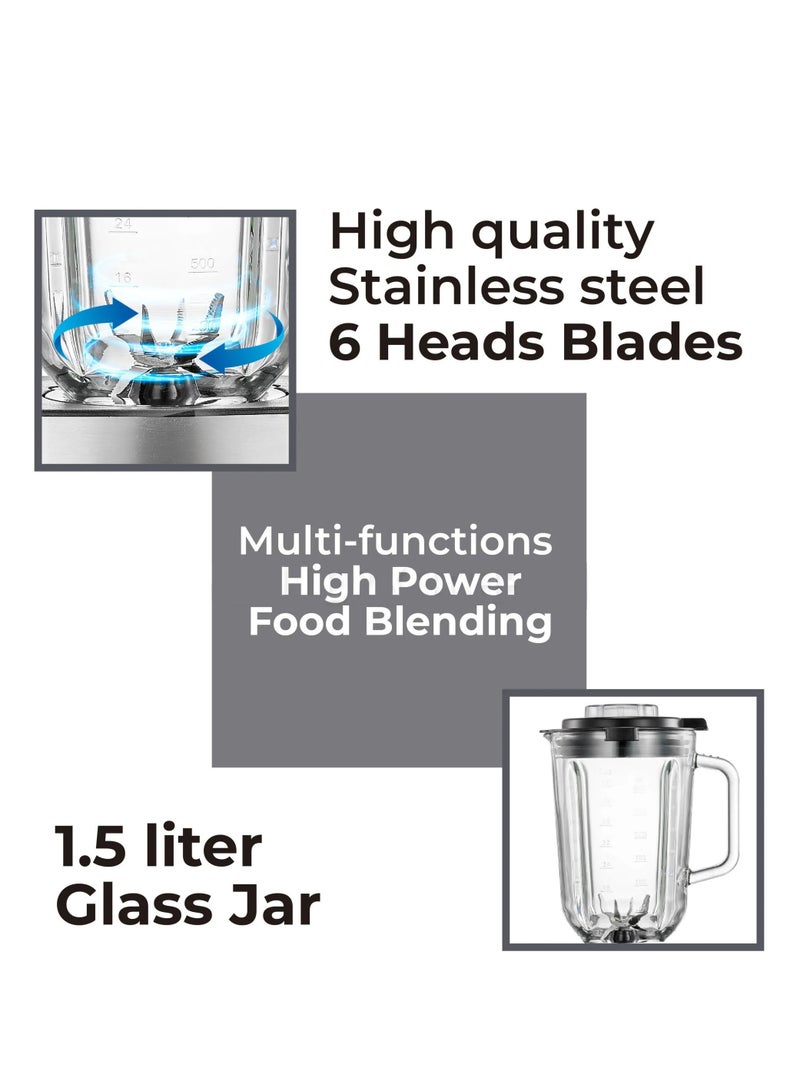 MULLER KITCHEN Electric Blender, 1000W, 1.5L Jar Capacity, 5 Variable Speeds, Stainless Steel  - Image 3