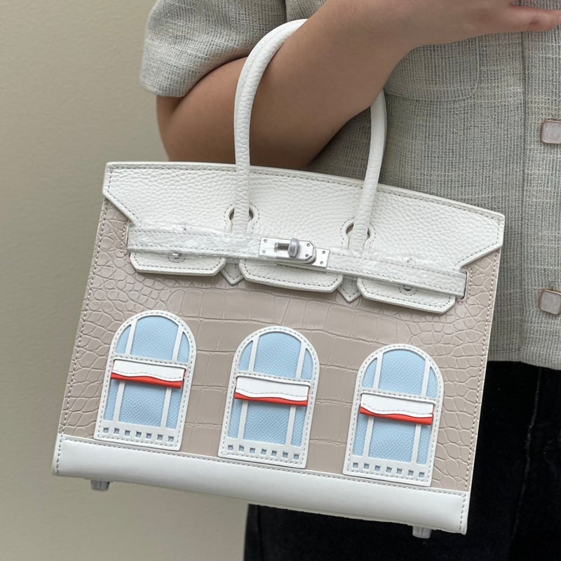 حقيبة منزلية جلدية حقيبة بلاتينية بتصميم متناسق حقيبة نسائية محمولة عصرية بطباعة النخيل - Image 4