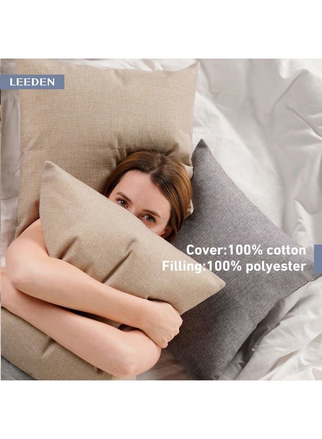 Leeden 20 x 20 Pillow Inserts (Set of 2) - Throw Pillow Inserts with 100% Cotton Cover - 20 Inch Square Decorative Pillows for Sofa, Couch, Bed and Home Decor - Image 5