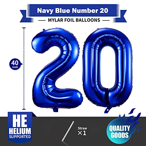 BBPOOL Navy Blue 20 Balloon Numbers40 Inch Dark Blue 20 Birthday Balloons Large Foil Mylar Balloons Number 20 for Birthday Party Anniversary Decorations - Image 5