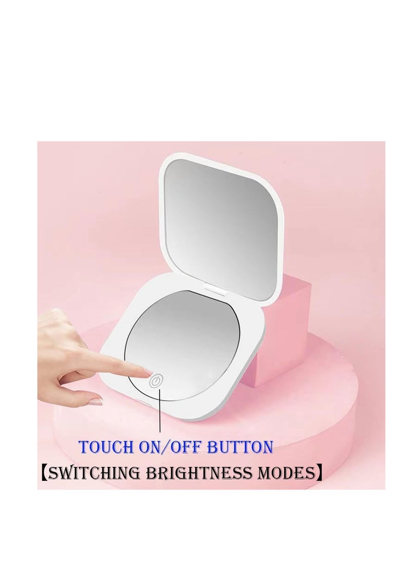 KASTWAVE Makeup Mirror with Light, USB Rechargeable Compact Mirror, Dimmable Small Travel Makeup Mirro, Handbag Carrying Mirror, Magnifier Pocket Mirror, Portable Folding Mirror for Travel, Home, Office - Image 2