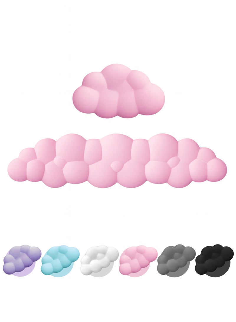 ARX Cloud Wrist Rest Keyboard and Mouse Set for Any Keyboard, Ergonomic Memory Foam Wrist Support with Non-Slip PU Base, Pain Relief for Office, Gaming, Computer, Laptop - Pink - Image 1