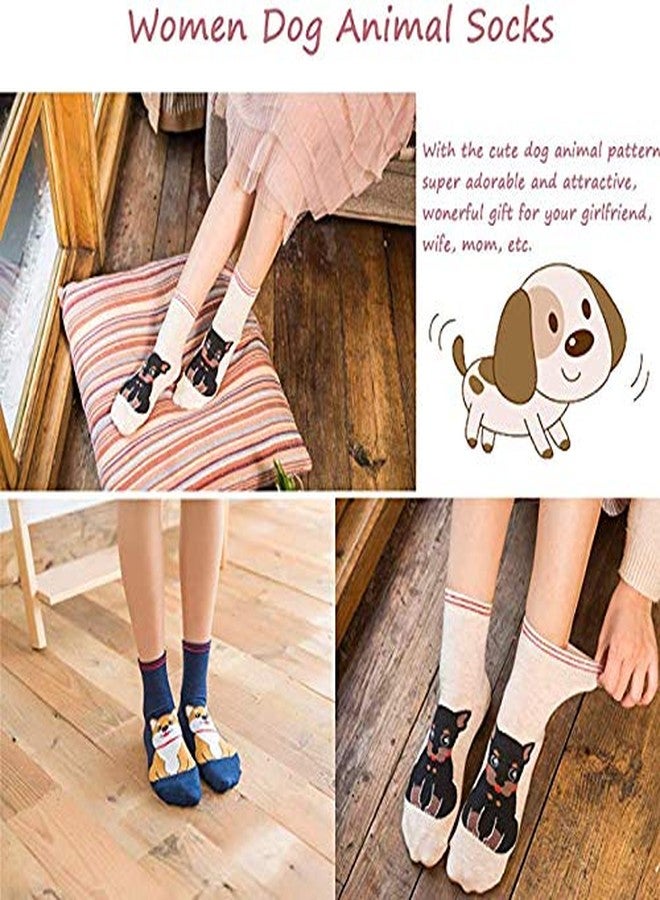 Niue Girl's Cute Dog Patterned Animal Socks Colorful Funny Casual Cotton Novelty Crew Socks (Beige, Freesize)-(Pack of 01) - Image 4