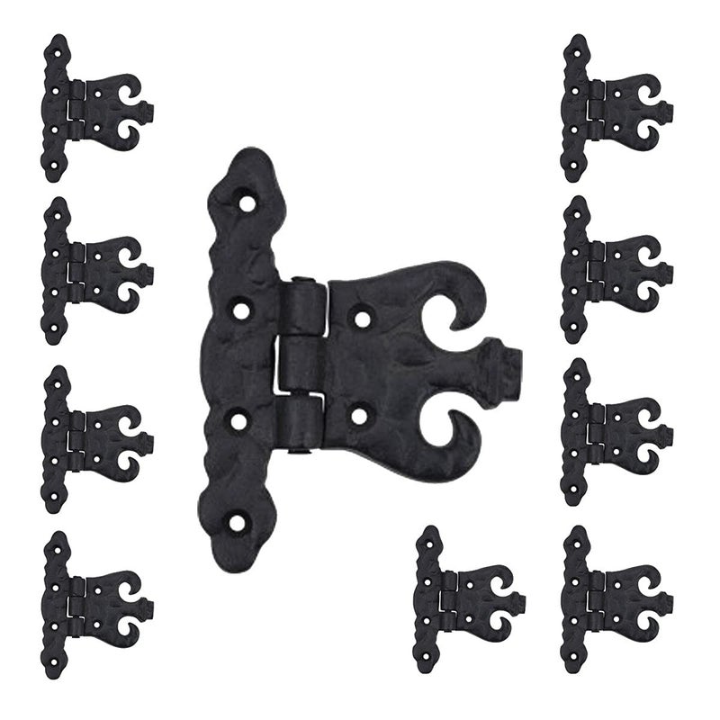 Renovators Supply Manufacturing Renovators Supply Manufacturing Cabinet Door Hinge with Hardware 45 in Black Wrought Iron Rust Resistant Flush Mount Hinge for Cabinets Pack of 10 