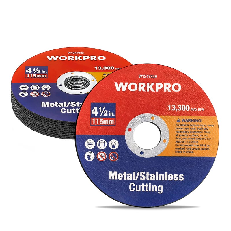 WORKPRO 10-Pack Cut-Off Wheels, 4-1/2 x 7/8-inch Metal&Stainless Steel Cutting Wheel, Thin Metal Cutting Disc for Angle Grinder - Image 1