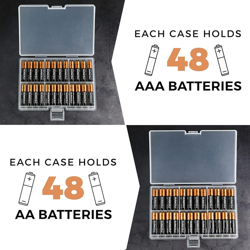 GlossyEnd Set of 4 - Two AA and Two AAA Battery Storage Box, Battery Storage Case, Battery Holder, Clear. Each Case Stores 48 Batteries - Image 5