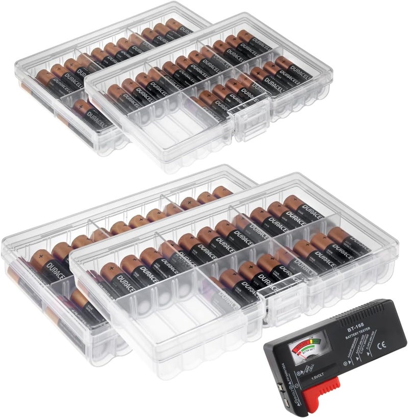 GlossyEnd Set of 4 - Two AA and Two AAA Battery Storage Box, Battery Storage Case, Battery Holder, Clear. Each Case Stores 48 Batteries - Image 1