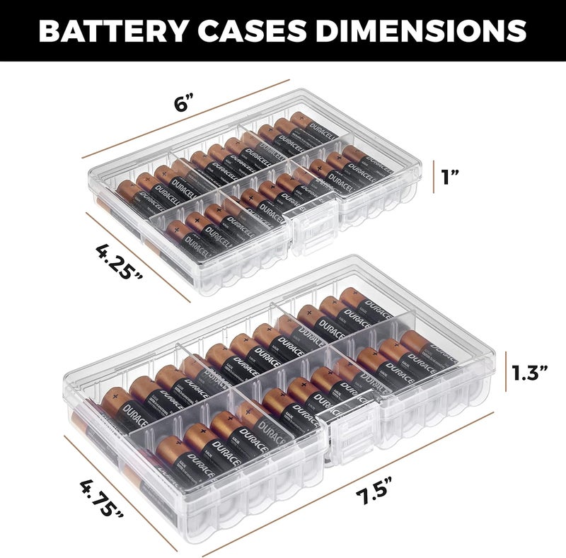 GlossyEnd Set of 4 - Two AA and Two AAA Battery Storage Box, Battery Storage Case, Battery Holder, Clear. Each Case Stores 48 Batteries - Image 4