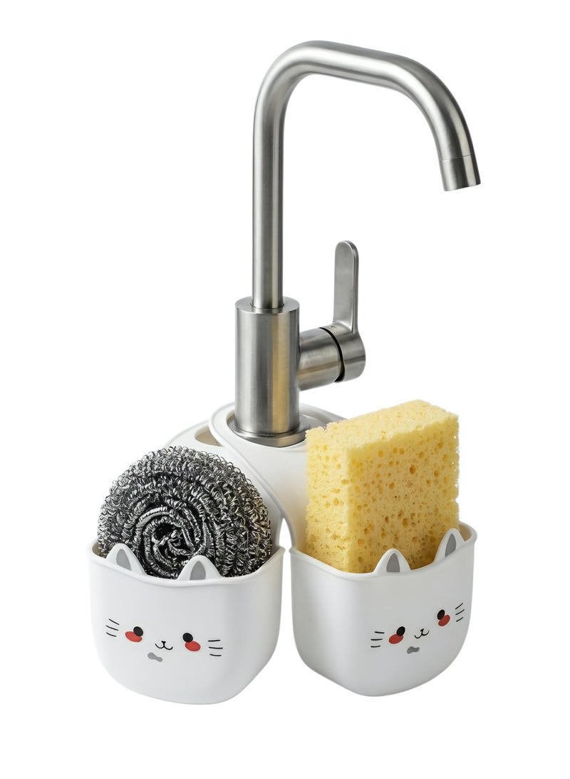 Cute Cat Sink Organizer - 2 Pack Hanging Sponge Holder for Kitchen & Bathroom - Image 1