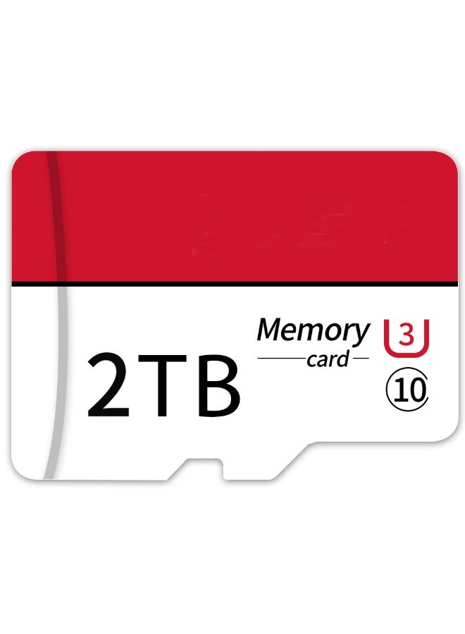 بطاقة Micro SD 2 تيرابايت (2000 جيجابايت) بطاقة ذاكرة SD من الفئة 10 للنقل عالي السرعة مع محول للكاميرات الأمامية والكاميرات التصويرية، وأجهزة المراقبة والأمان. - Image 1