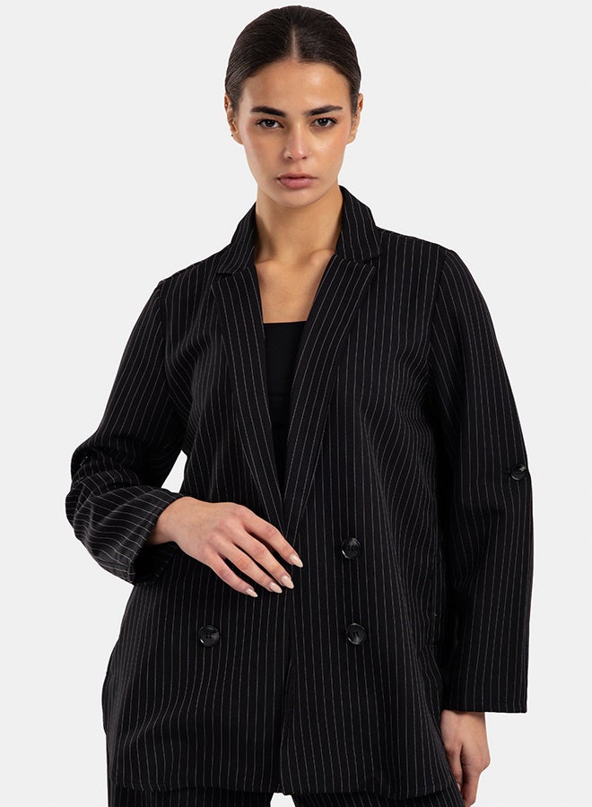 Clue Notch Collar Striped Blazer - Image 1