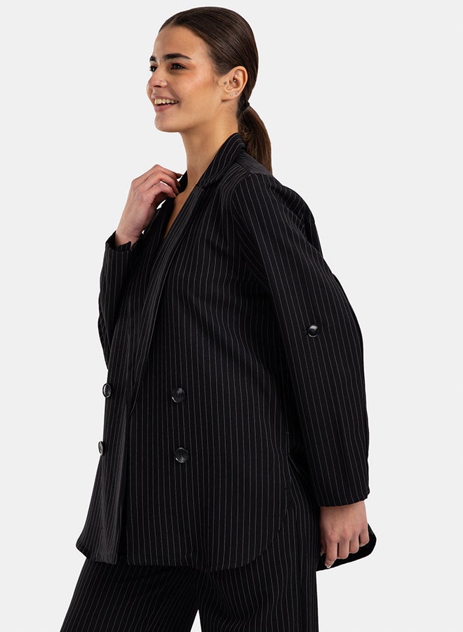 Clue Notch Collar Striped Blazer - Image 3