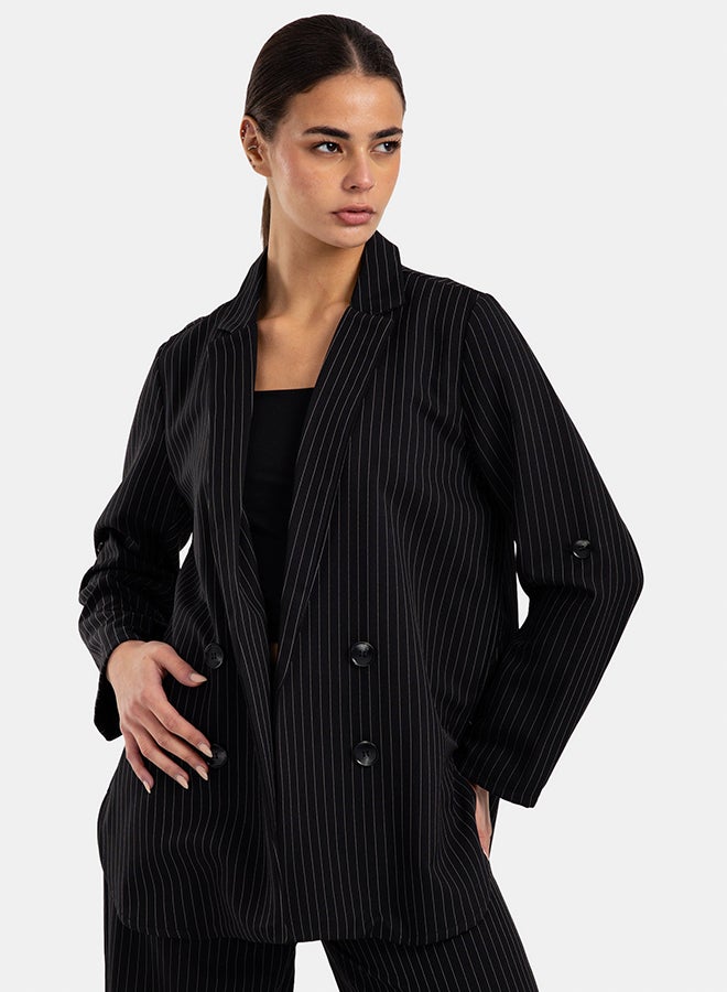 Clue Notch Collar Striped Blazer - Image 2