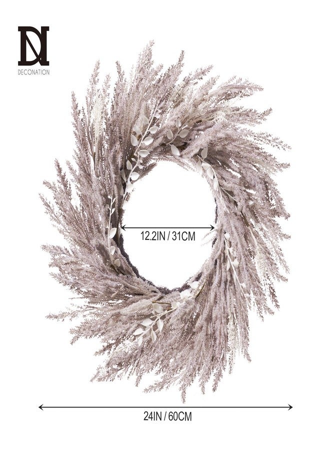 DN DECONATION Fall Wreath for Front Door, 24 Inch Beige & White Pampas Grass Door Wreath Hanging Decoration, Boho Farmhouse Wall Decor for Fall Autumn Harvest Thanksgiving Outdoor Porch Decor - Image 3