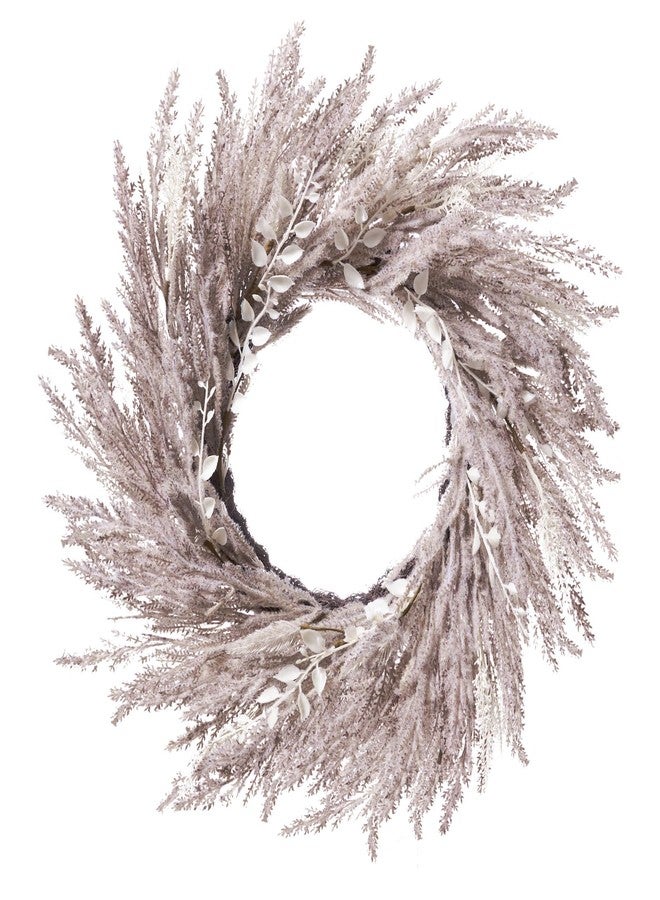 DN DECONATION Fall Wreath for Front Door, 24 Inch Beige & White Pampas Grass Door Wreath Hanging Decoration, Boho Farmhouse Wall Decor for Fall Autumn Harvest Thanksgiving Outdoor Porch Decor - Image 1
