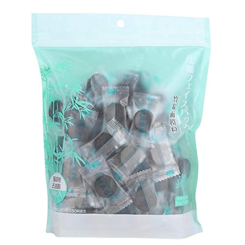 Sonew 100Pcs/Pack Bamboo Charcoal Compressed Face Mask, Disposable Skin Care DIY Facial Mask Paper, Natural Cotton Skin Care Wrapped Masks - Image 2