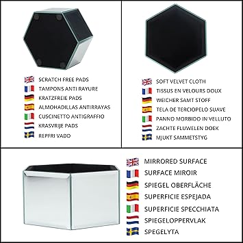 Kurtzy Kurtzy Set of 3 Mirrored Hexagon Makeup Cosmetic Brush Holder Small Medium Large Silver Pots Home Bathroom Vanity Unit Storage Organiser Practical Modern Pen Pencil Desk Tidy - Image 4