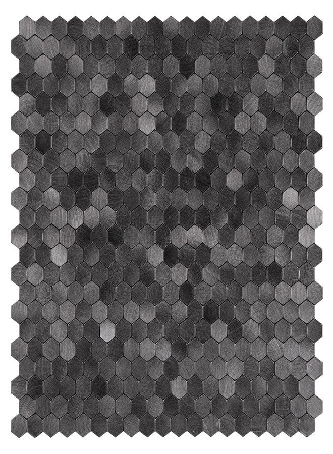SELECT LIGHTING Select 5 Pack Hexagon Peel and Stick Backsplash Tiles, Self Adhesive Metal Backsplash Stick On Aluminum Tiles for Kitchen Bathroom, 12” x 12” Wall Tiles w/10 Edge Pieces, Brushed Black - Image 1