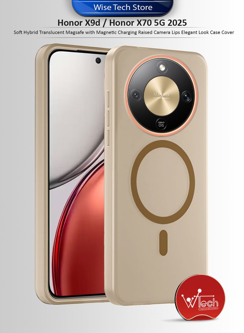 Wtech Honor X9d / Honor X70 5G 2025 Soft Hybrid Translucent Magsafe with Magnetic Charging Raised Camera Lips Elegant Look Case Cover (MCMPMN) - Brown - Image 1