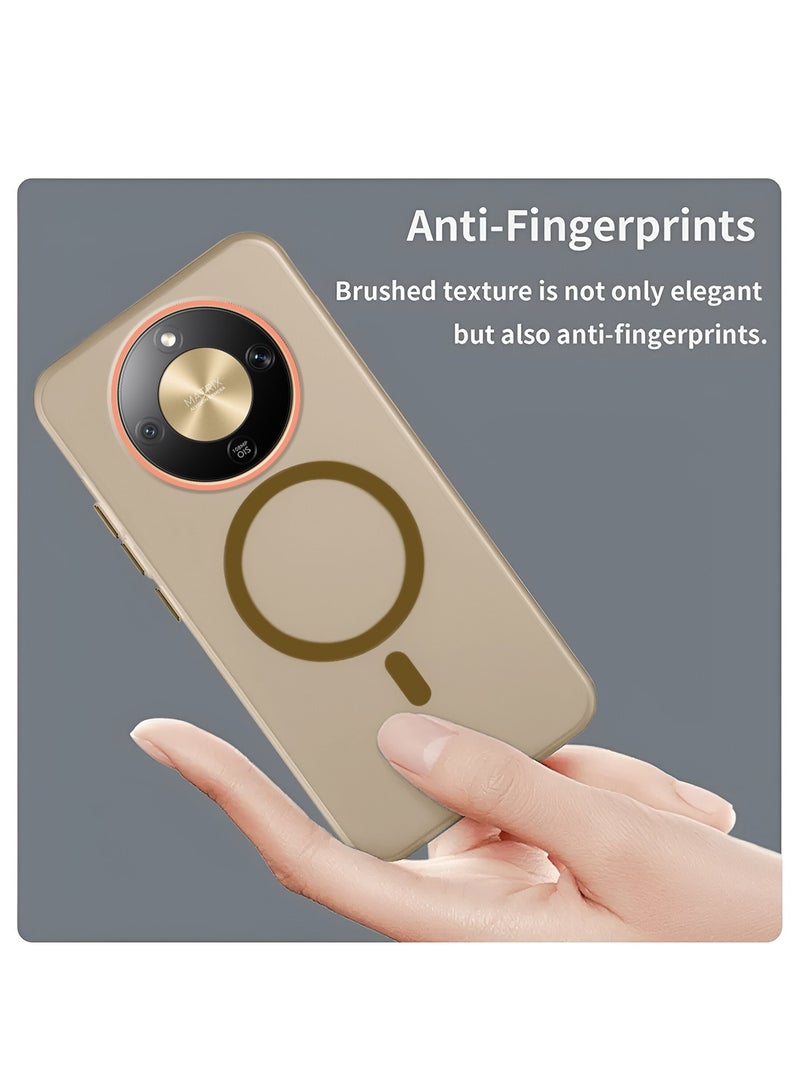 Wtech Honor X9d / Honor X70 5G 2025 Soft Hybrid Translucent Magsafe with Magnetic Charging Raised Camera Lips Elegant Look Case Cover (MCMPMN) - Brown - Image 4