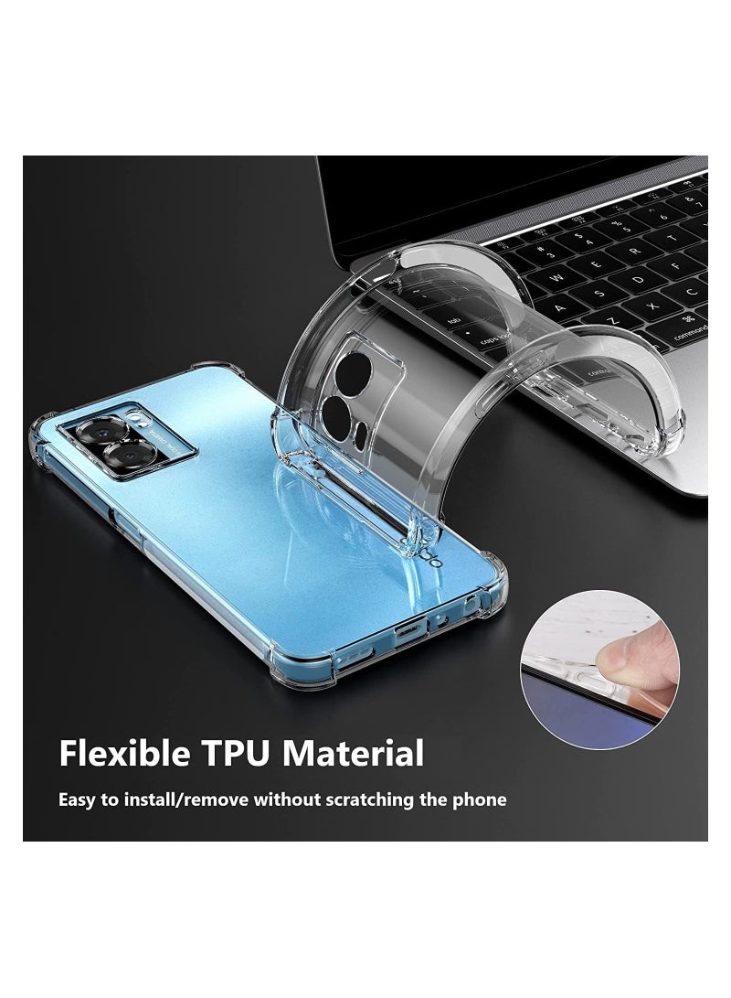 Case for OPPO A57 5G / OPPO A77 5G / OnePlus Nord N300 / Realme V23 / Oppo k10 5G / Realme narzo 50 5g Clear Case Cover Soft Flexible Transparent Silicone TPU Back Cover Full Camera Protection with Sh - Image 4