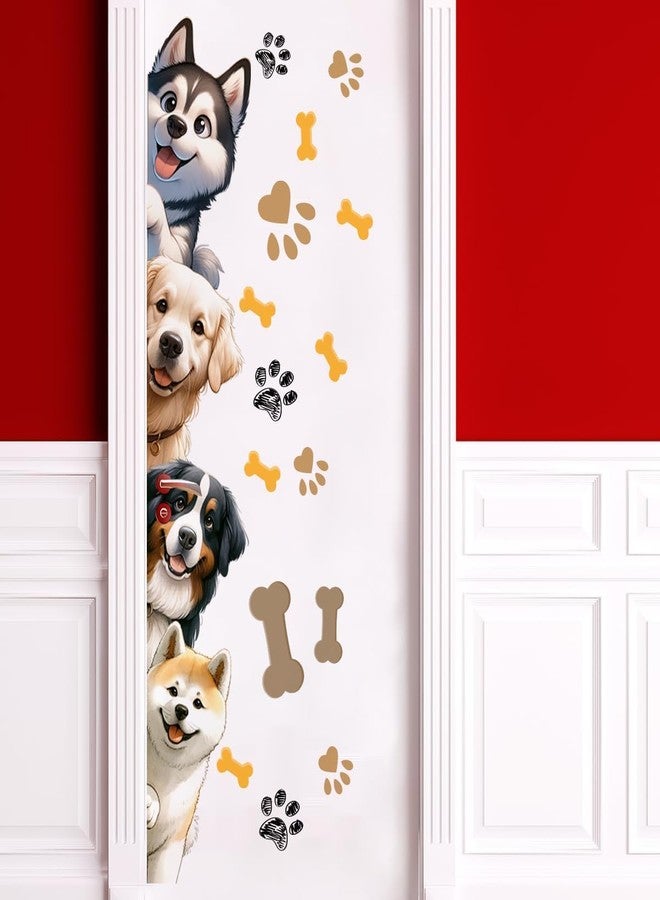 Demonwer 44.9 X 9.8 Inch Dog Door Decals Cartoon Animal Wall Sticker Dog Wall Decals for Nursery Playroom Bedroom Classroom Kindergarten Door Decor - Image 5