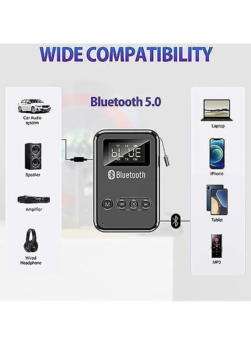 SYOSI SYOSI Bluetooth Transmitter Receiver with LCD Screen, 4-in-1 Wireless Audio V5.0 AUX Bluetooth Adapter for Car/PC/TV/Airplane/Home Theater/Speakers/MP3 Player to Headphones  - Image 5