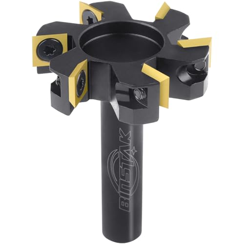 BINSTAK CNC Spoilboard Surfacing Router Bit, 1/2" Shank 2" Cutting Diameter, 6 Wings Carbide Insert Slab Flattening Router Bits Wood Planing Planer Bit - Image 1