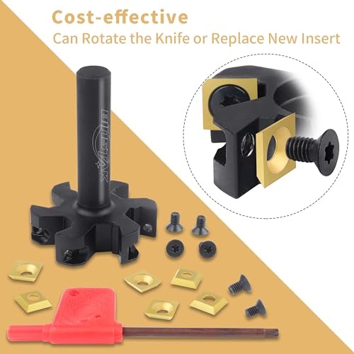 BINSTAK CNC Spoilboard Surfacing Router Bit, 1/2" Shank 2" Cutting Diameter, 6 Wings Carbide Insert Slab Flattening Router Bits Wood Planing Planer Bit - Image 3