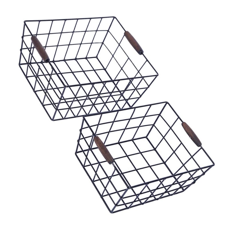 Woven Iron Wall Storage Baskets Set Of 2 For Fruits Home Organization Random Color - Image 2