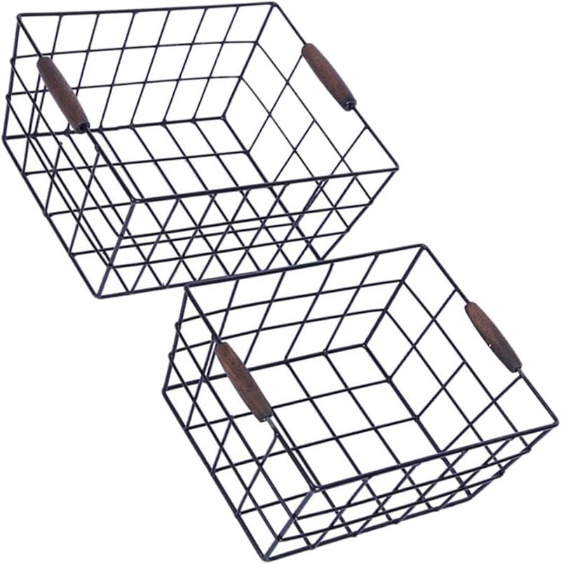Woven Iron Wall Storage Baskets Set Of 2 For Fruits Home Organization Random Color - Image 1