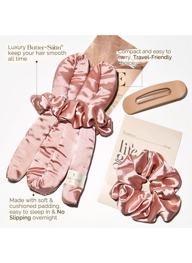 يانيبست مجموعة مكواة تجعيد الشعر فائقة النعومة من يانيبيست، مكواة تجعيد شعر ليلية للنوم، قضبان تجعيد شعر بدون حرارة، مع ربطات شعر من الساتان ومشبك - Image 3