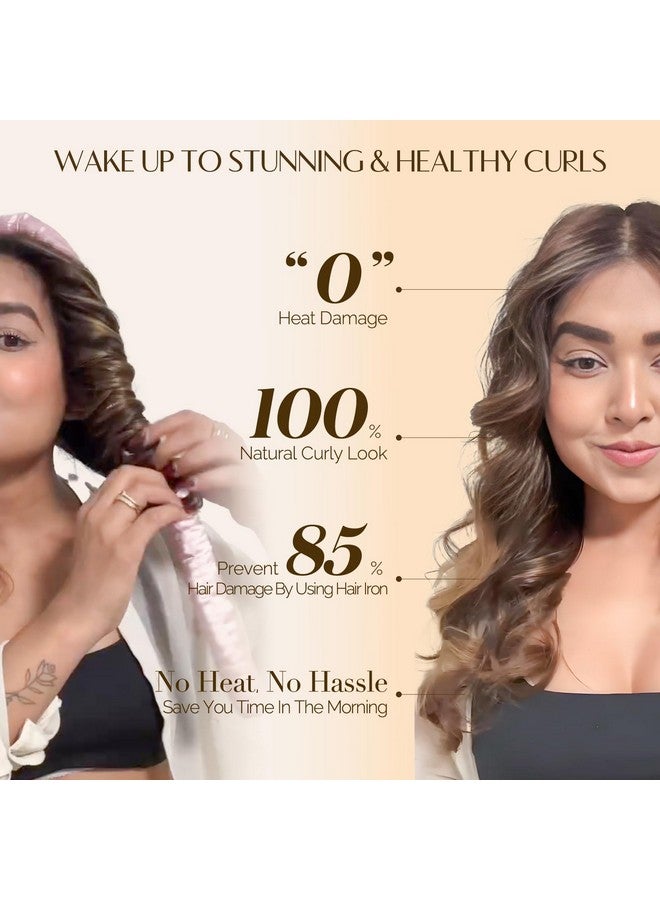 يانيبست مجموعة مكواة تجعيد الشعر فائقة النعومة من يانيبيست، مكواة تجعيد شعر ليلية للنوم، قضبان تجعيد شعر بدون حرارة، مع ربطات شعر من الساتان ومشبك - Image 4