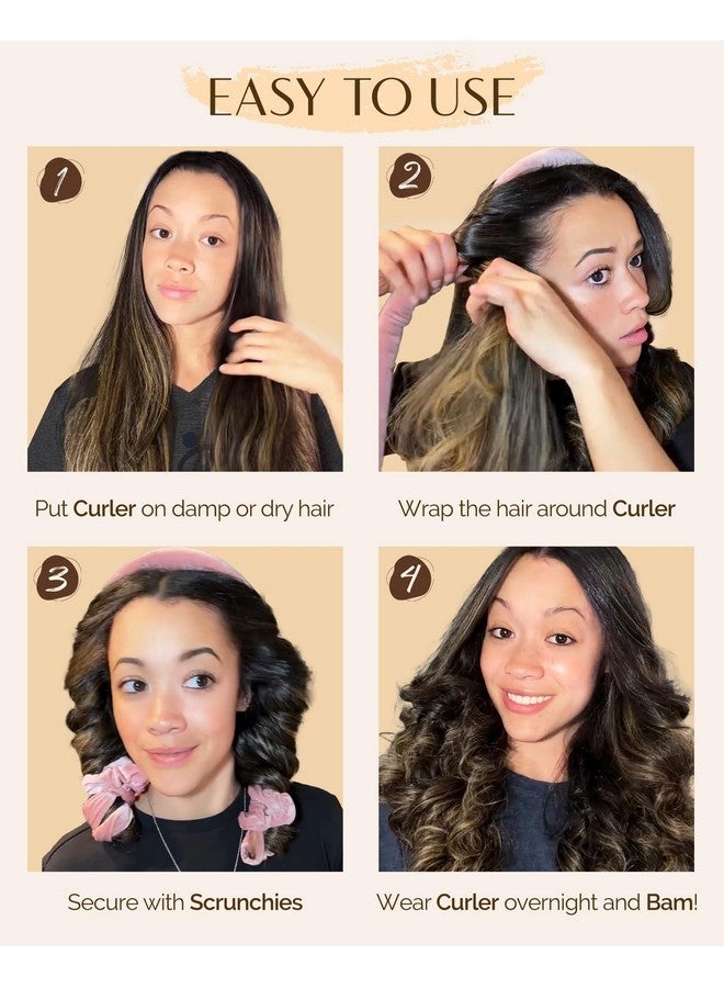 يانيبست مجموعة مكواة تجعيد الشعر فائقة النعومة من يانيبيست، مكواة تجعيد شعر ليلية للنوم، قضبان تجعيد شعر بدون حرارة، مع ربطات شعر من الساتان ومشبك - Image 5