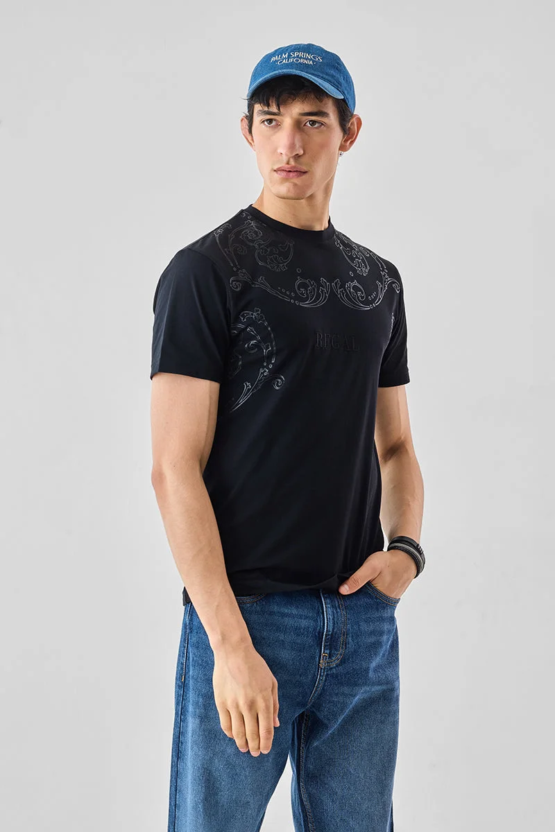 SNITCH Regal Glossy Print Slim Fit T-Shirt