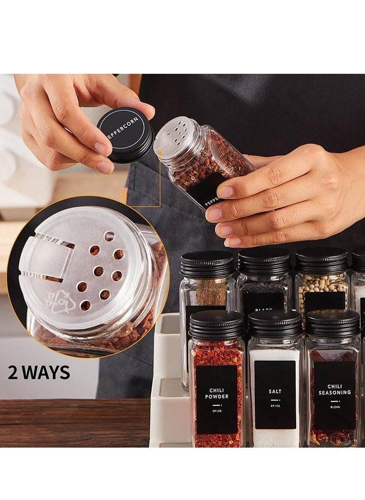 Generic - A 24-piece spice set with small stickers to classify spices. The jars are made of high-quality glass with a tightly sealed wooden lid. - Image 1