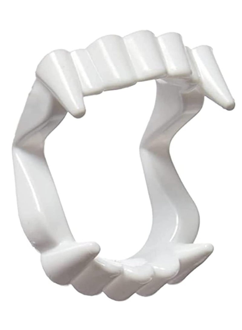 طقم أسنان دراكولا مصاص دماء الهالوين، طقم أسنان أبيض، قطعتين باللون الأبيض - Image 1